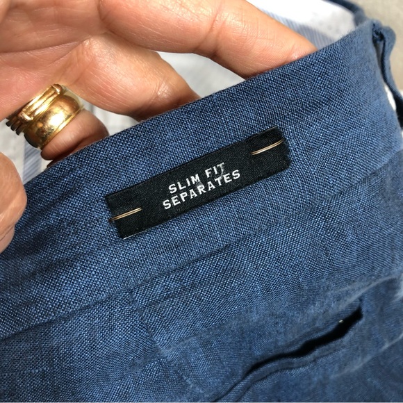 Joseph Abboud Men's 100% Linen Indigo Slim Fit Flat Front Dress Pants 42 x 32 - Picture 6 of 14